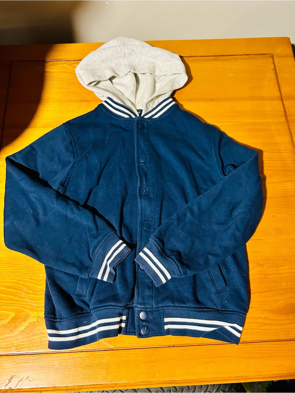 Old Navy Navy Blue Jacket with Gray Hood - Kids